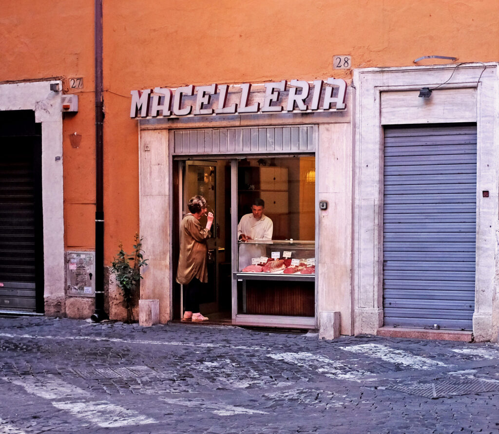 Rome, Italy - Traditional butcher (Macelleria) in Centro Storico district
